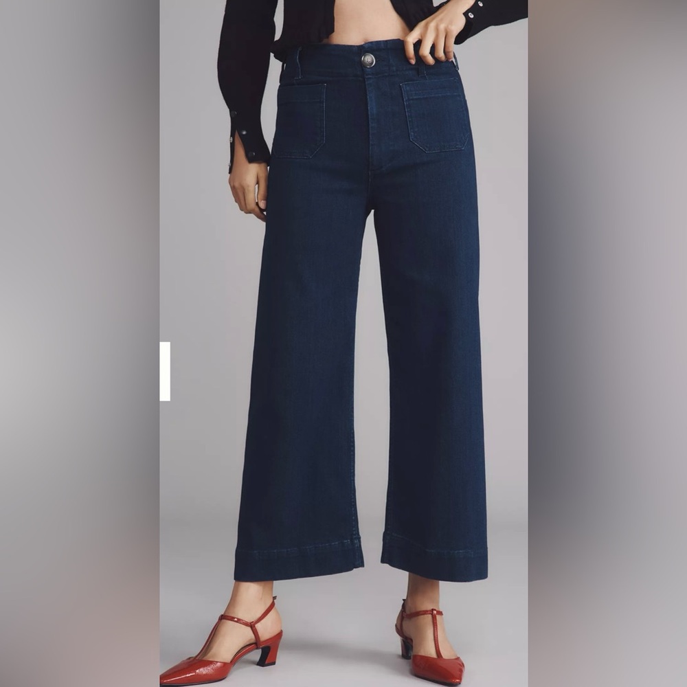 Anthropologie Cropped Dark Wide-Leg Jeans